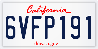 CA license plate 6VFP191