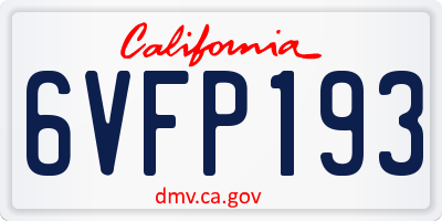 CA license plate 6VFP193