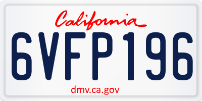 CA license plate 6VFP196