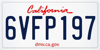 CA license plate 6VFP197