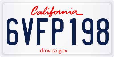 CA license plate 6VFP198