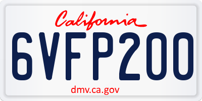CA license plate 6VFP200