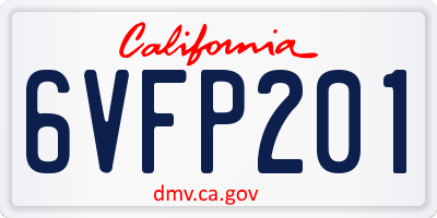 CA license plate 6VFP201