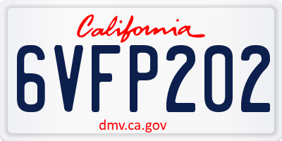 CA license plate 6VFP202