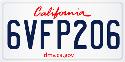 CA license plate 6VFP206