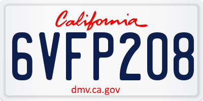 CA license plate 6VFP208