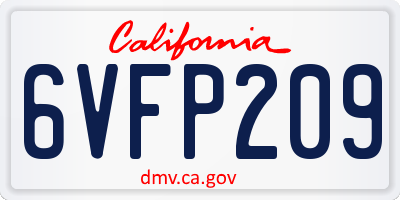 CA license plate 6VFP209