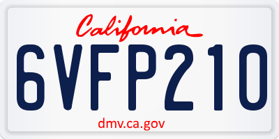 CA license plate 6VFP210