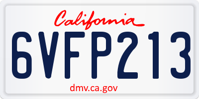 CA license plate 6VFP213