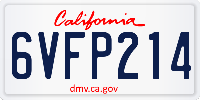 CA license plate 6VFP214