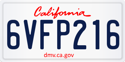 CA license plate 6VFP216
