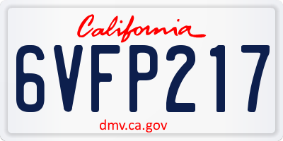 CA license plate 6VFP217