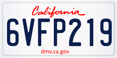 CA license plate 6VFP219