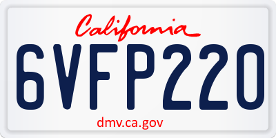 CA license plate 6VFP220