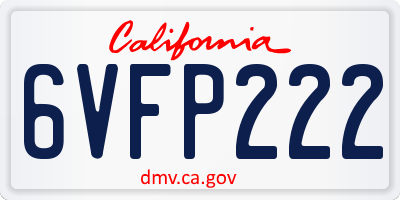 CA license plate 6VFP222