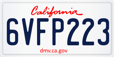 CA license plate 6VFP223
