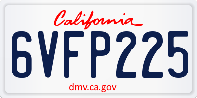 CA license plate 6VFP225