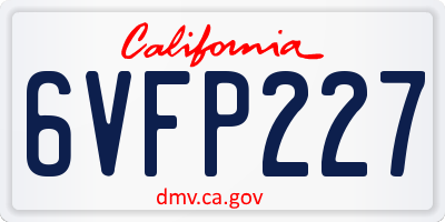 CA license plate 6VFP227