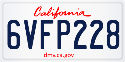 CA license plate 6VFP228