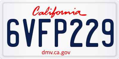 CA license plate 6VFP229
