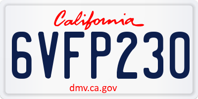 CA license plate 6VFP230