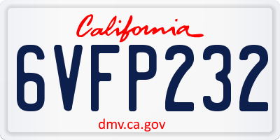 CA license plate 6VFP232