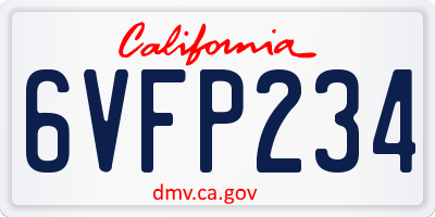 CA license plate 6VFP234