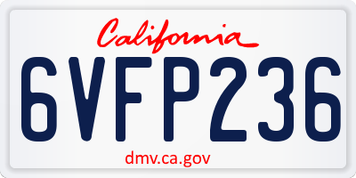 CA license plate 6VFP236