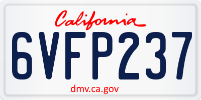 CA license plate 6VFP237