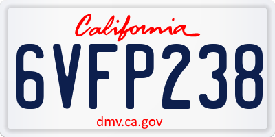 CA license plate 6VFP238