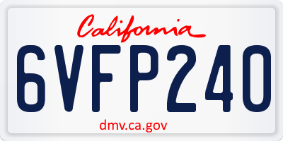 CA license plate 6VFP240