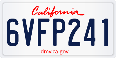 CA license plate 6VFP241