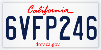 CA license plate 6VFP246