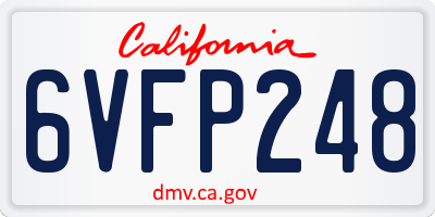 CA license plate 6VFP248