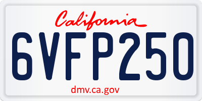 CA license plate 6VFP250