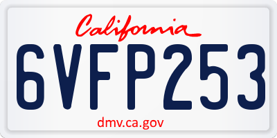 CA license plate 6VFP253