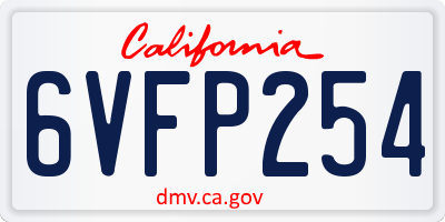 CA license plate 6VFP254