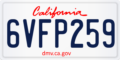 CA license plate 6VFP259