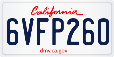 CA license plate 6VFP260