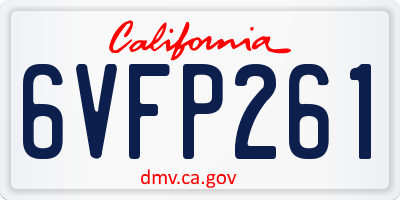 CA license plate 6VFP261