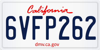 CA license plate 6VFP262