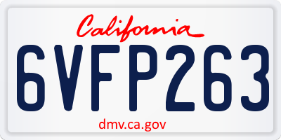 CA license plate 6VFP263