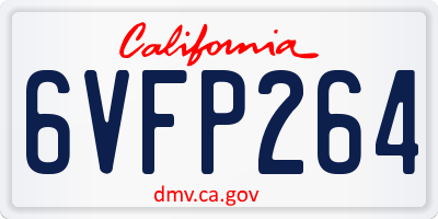 CA license plate 6VFP264