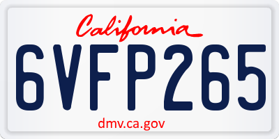 CA license plate 6VFP265