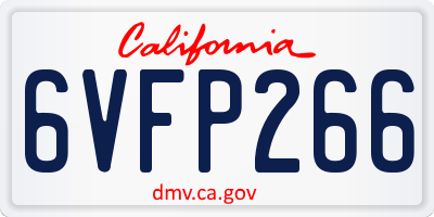 CA license plate 6VFP266