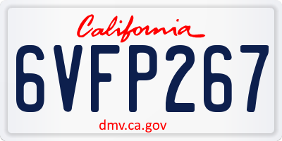 CA license plate 6VFP267