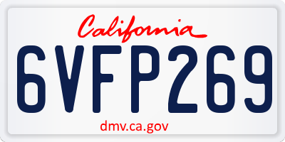 CA license plate 6VFP269