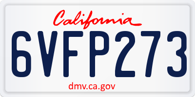 CA license plate 6VFP273