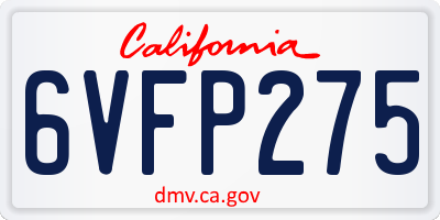 CA license plate 6VFP275
