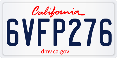 CA license plate 6VFP276